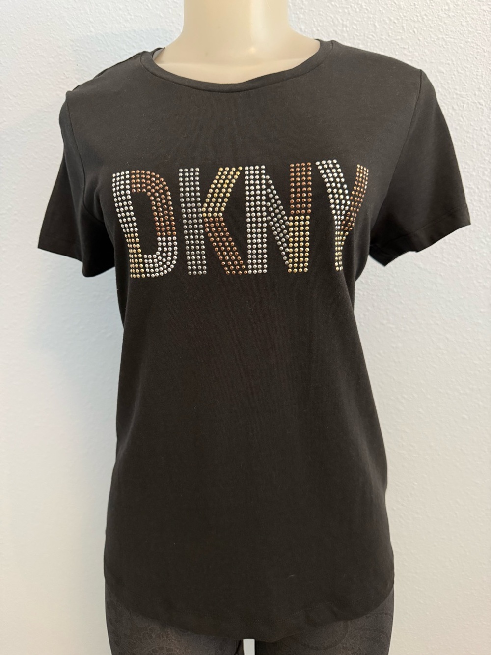 DKNY Women's Black Logo Stud Tee. Size S New with tags.